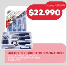 Supermercados Tadicor Juego de cubiertos simonaggio azul/negro oferta