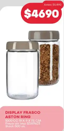 Supermercados Tadicor Display frasco aston ring oferta