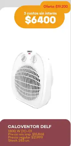 Supermercados Tadicor Caloventor delf 1800 w DC-01 oferta