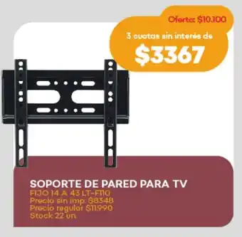 Supermercados Tadicor Soporte de pared para tv FIJO 14 A 43 LT-FI10 oferta