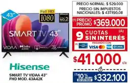 Carrefour Hisense smart tv vidaa 43" oferta