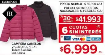 Carrefour Campera canelón v/colores tex oferta