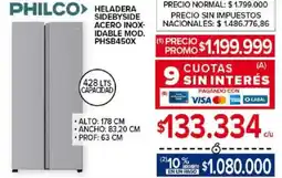 Carrefour Philco heladera sidebyside acero inoxidable oferta