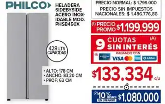 Carrefour Philco heladera sidebyside acero inoxidable oferta