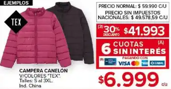 Carrefour Campera canelón v/colores tex oferta