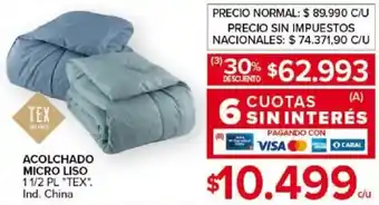 Carrefour Acolchado micro liso 11/2 pl tex oferta