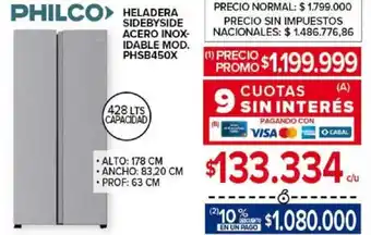 Carrefour Philco heladera sidebyside acero inoxidable oferta