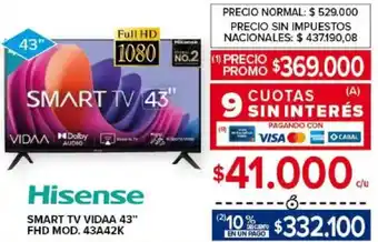 Carrefour Hisense smart tv vidaa 43" fhd oferta