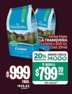 Diarco Yerba mate la tranquera liviana oferta