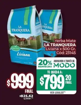 Diarco Yerba mate la tranquera liviana oferta
