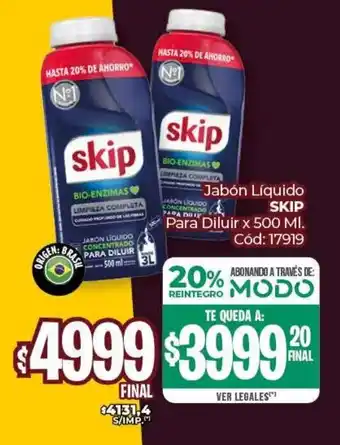 Diarco Jabón Líquido SKIP Para Diluir oferta