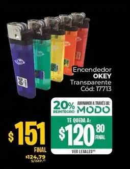 Diarco Encendedor OKEY Transparente oferta