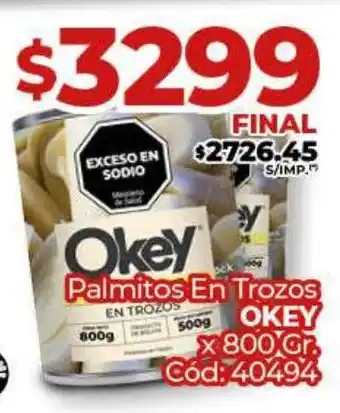 Diarco Palmitos En Trozos OKEY oferta
