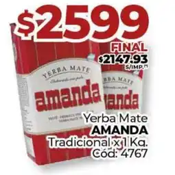 Diarco Yerba Mate AMANDA Tradicional oferta