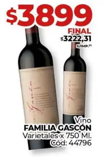 Diarco Vino FAMILIA GASCON Varietales oferta