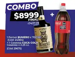 Diarco 1 Fernet BUHERO +1 Gaseosa COCA COLA Gaseosa oferta