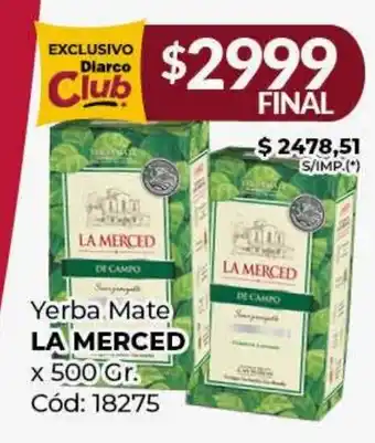 Diarco Yerba Mate LA MERCED oferta