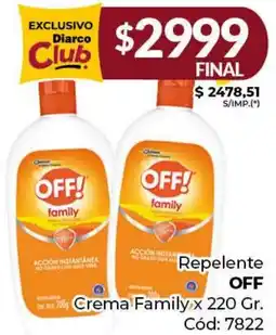 Diarco Repelente OFF Crema Family oferta
