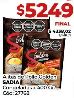 Diarco Alitas de Pollo Golden SADIA Congeladas oferta