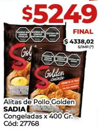Diarco Alitas de Pollo Golden SADIA Congeladas oferta