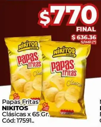 Diarco Papas Fritas NIKITOS Clásicas oferta