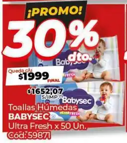 Diarco Toallas Húmedas Babysec Ultra Fresh oferta