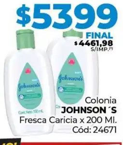 Diarco Colonia JOHNSON'S Fresca Caricia oferta
