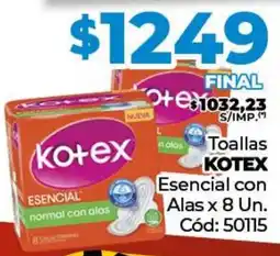 Diarco Toallas KOTEX Esencial con Alas oferta