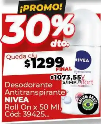 Diarco Desodorante Antitranspirante NIVEA Roll On oferta