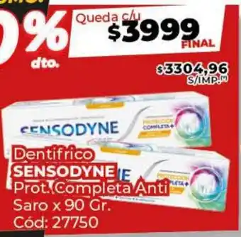Diarco Dentifrico SENSODYNEE Prot. Completa Anti Saro oferta
