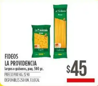 Supermercados Vea Fideos La Providencia Largos o Guiseros, Paq. 500 gr. oferta
