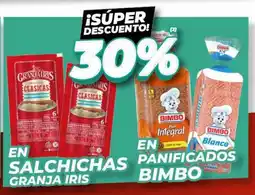 Diarco En salchichas GRANJA IRIS / En panificados BIMBO oferta