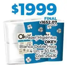 Diarco Papel Higiénico OKEY Blanco Doble Hoja oferta