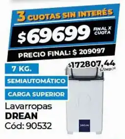 Diarco Lavarropas DREAN oferta