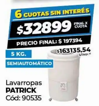 Diarco Lavarropas PATRICK oferta