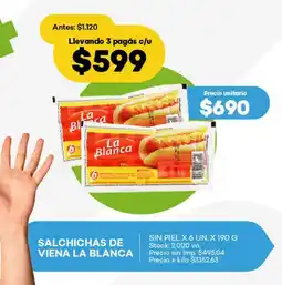 Super MAMI Salchichas de viena la blanca sin piel oferta