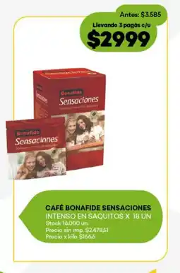 Super MAMI Café bonafide sensaciones intenso en saquitos oferta