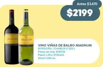 Super MAMI Vino viñas de balbo magnum borgoña/chablis oferta