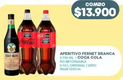 Super MAMI Aperitivo fernet branca + coca-cola original/zero oferta