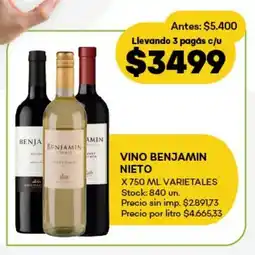 Super MAMI Vino benjamin nieto varietales oferta