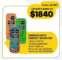 Super MAMI Energizante energy monster lata varios sabores oferta