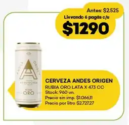 Super MAMI Cerveza andes origen rubia oro lata oferta