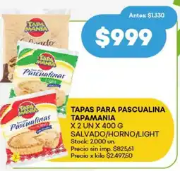 Super MAMI Tapas para pascualina tapamania salvado/horno/light oferta