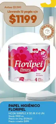 Super MAMI Papel higiénico floripel hoja simple oferta