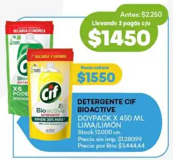 Super MAMI Detergente cif bioactive doypack lima/limón oferta