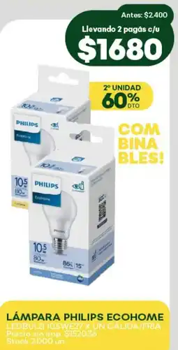 Super MAMI Lámpara philips ecohome ledbulb 10.5w e27 x un cálida/fría oferta