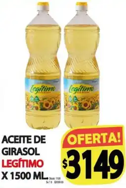 Supermercados Becerra Aceite girasol legítimo oferta