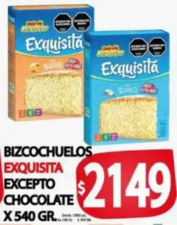 Supermercados Becerra Bizcochuelos exquisita excepto chocolate oferta