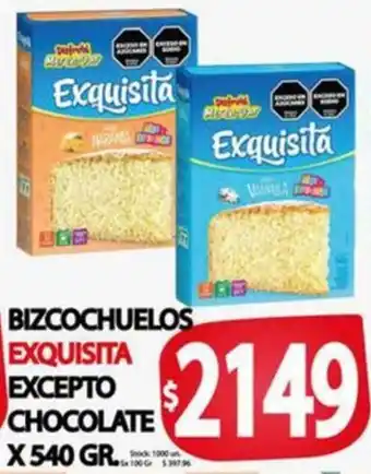 Supermercados Becerra Bizcochuelos exquisita excepto chocolate oferta