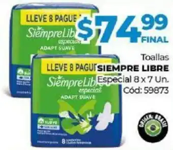 Diarco Siempre Libre Toallas Especial 8 x 7un oferta